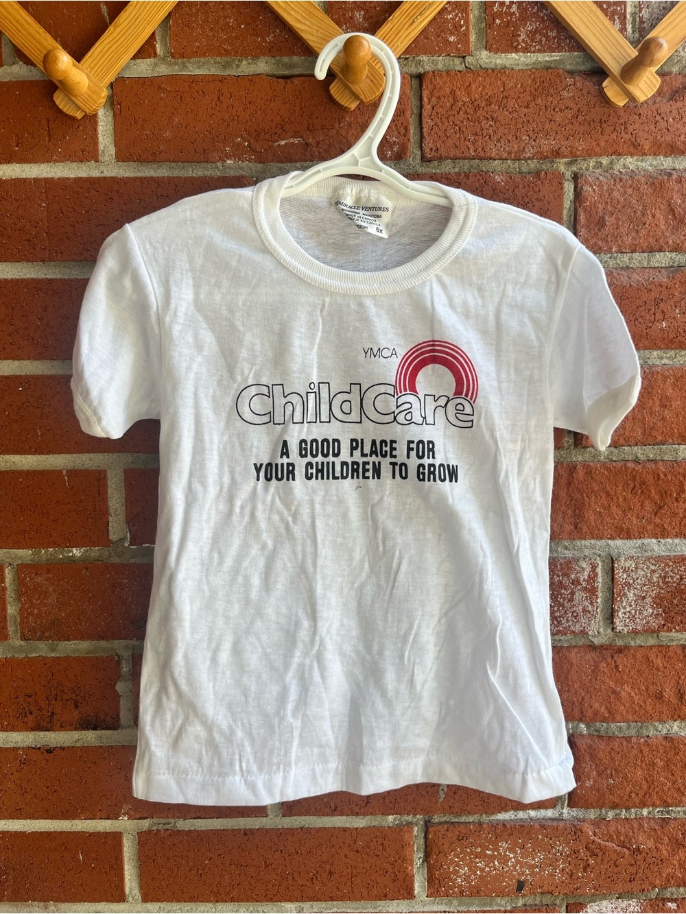 Deadstock Vintage Kids Tee Single Stitch Ringer YMCA T-Shirt
